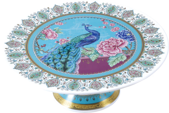 Peacock Cake Platter in Porcelain 8 inch